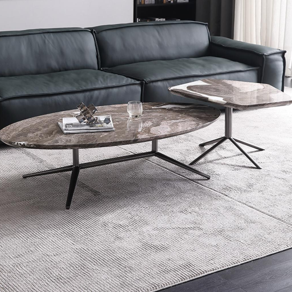 coffee table marble black stainless steel