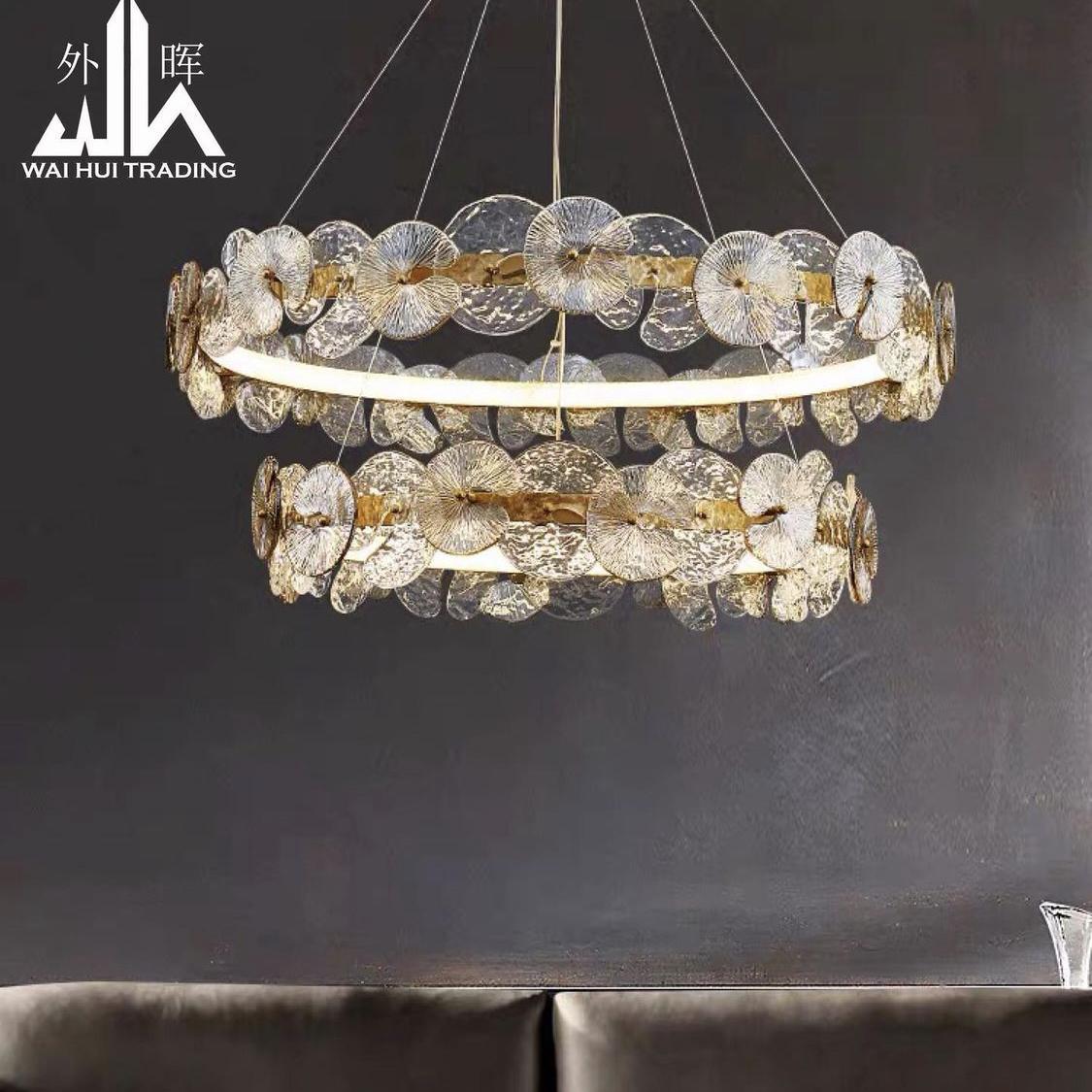 Postmodern minimalist living room dining room bedroom chandelier atmosphere French copper