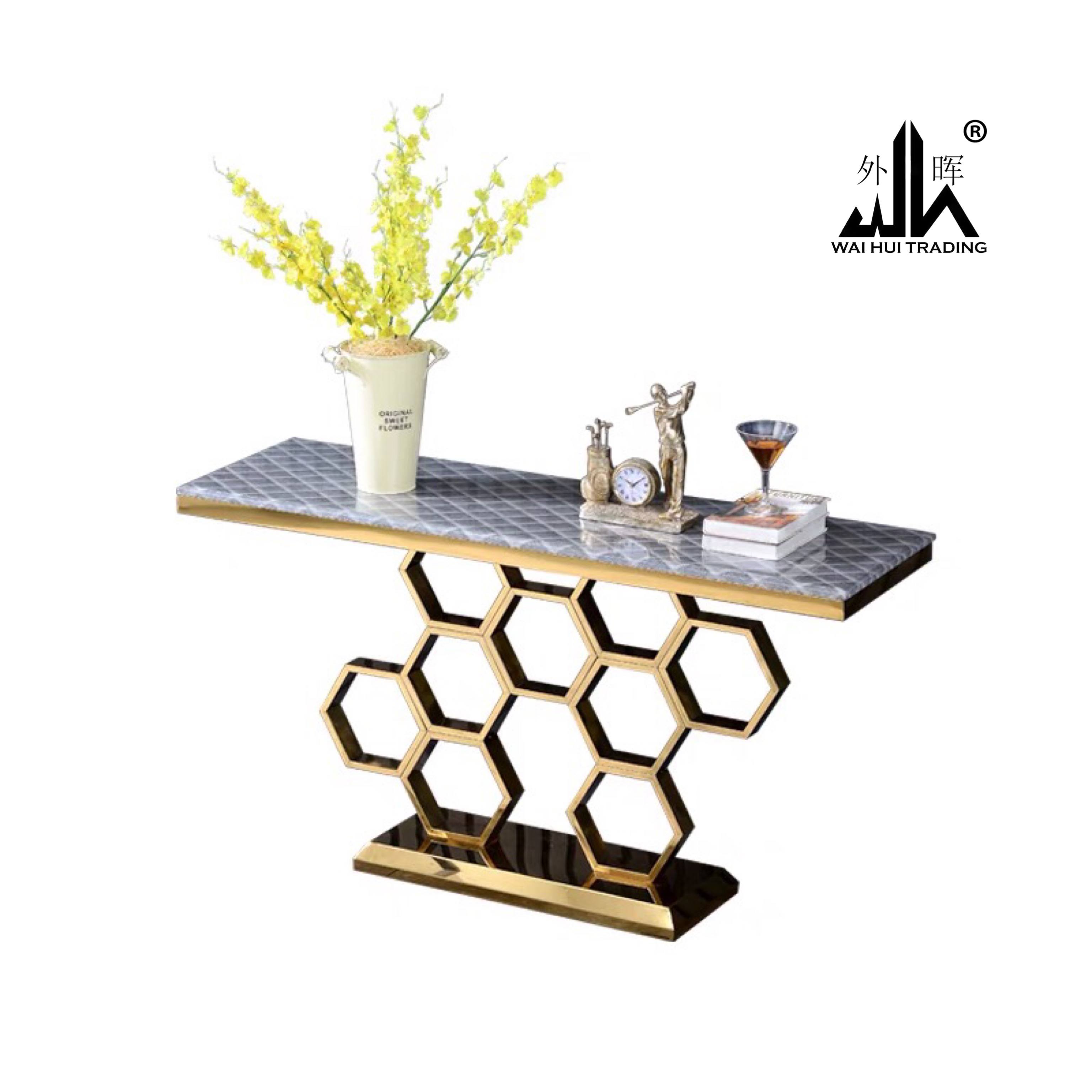 console table luxury design stainless steel gold