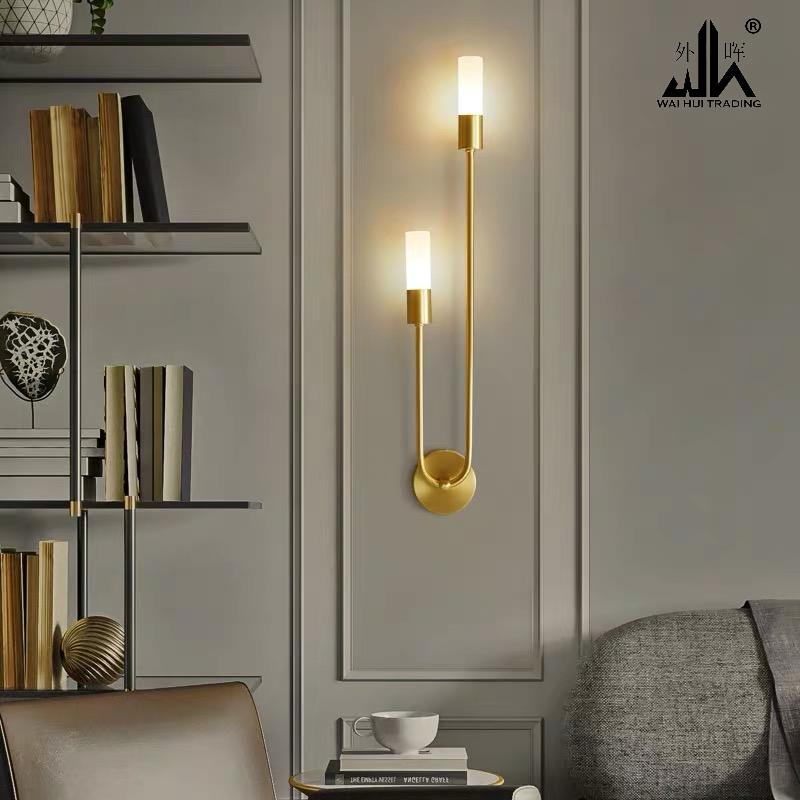 Luxury copper wall lamp bedroom modern minimalist gold wall lamp