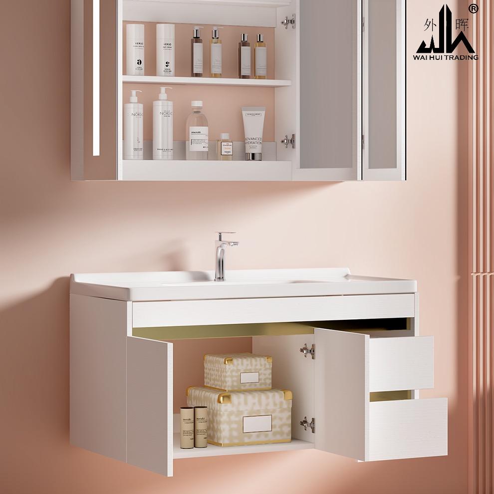 Nordic intelligent bathroom cabinet combination simple modern sanitary bathroom.solid wood