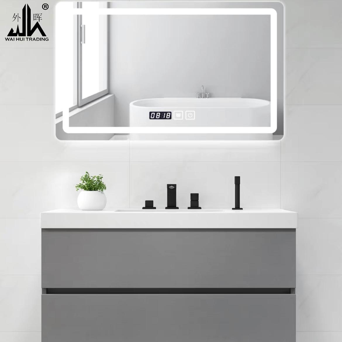 Integrated ceramic bathroom cabinet combined modern simple combined solid wood.
