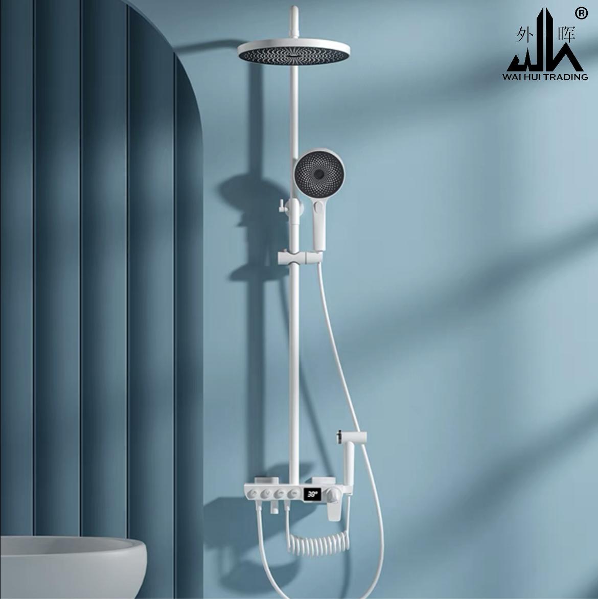 White digital constant temperature shower set bathroom bathroom.