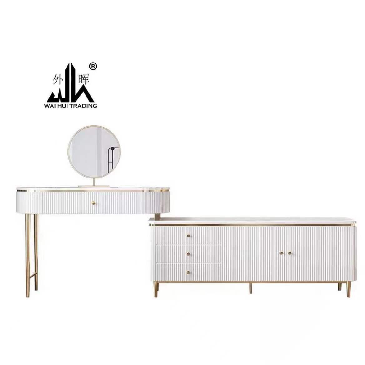 Marble dresser luxury storage cabinet rock corner makeup table bedroom 2022 new