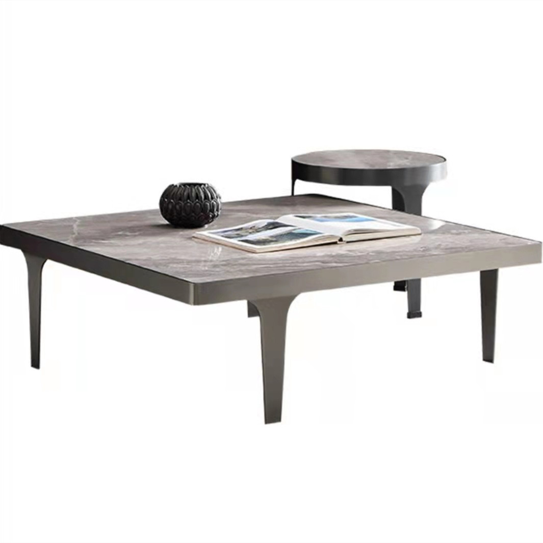 Italian rock plate combination coffee table set is simple, light and luxurious