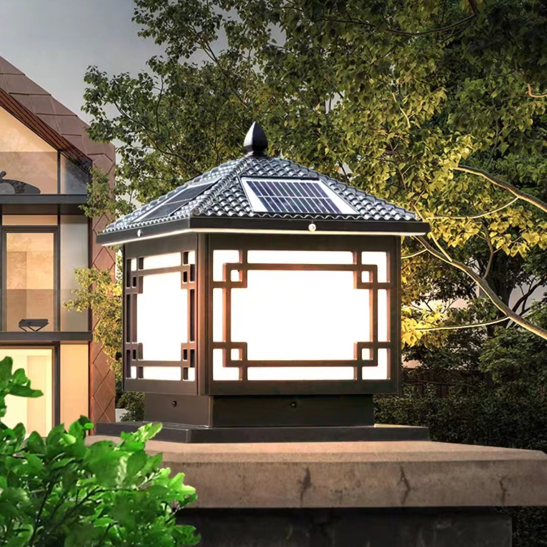 Solar column head lamp