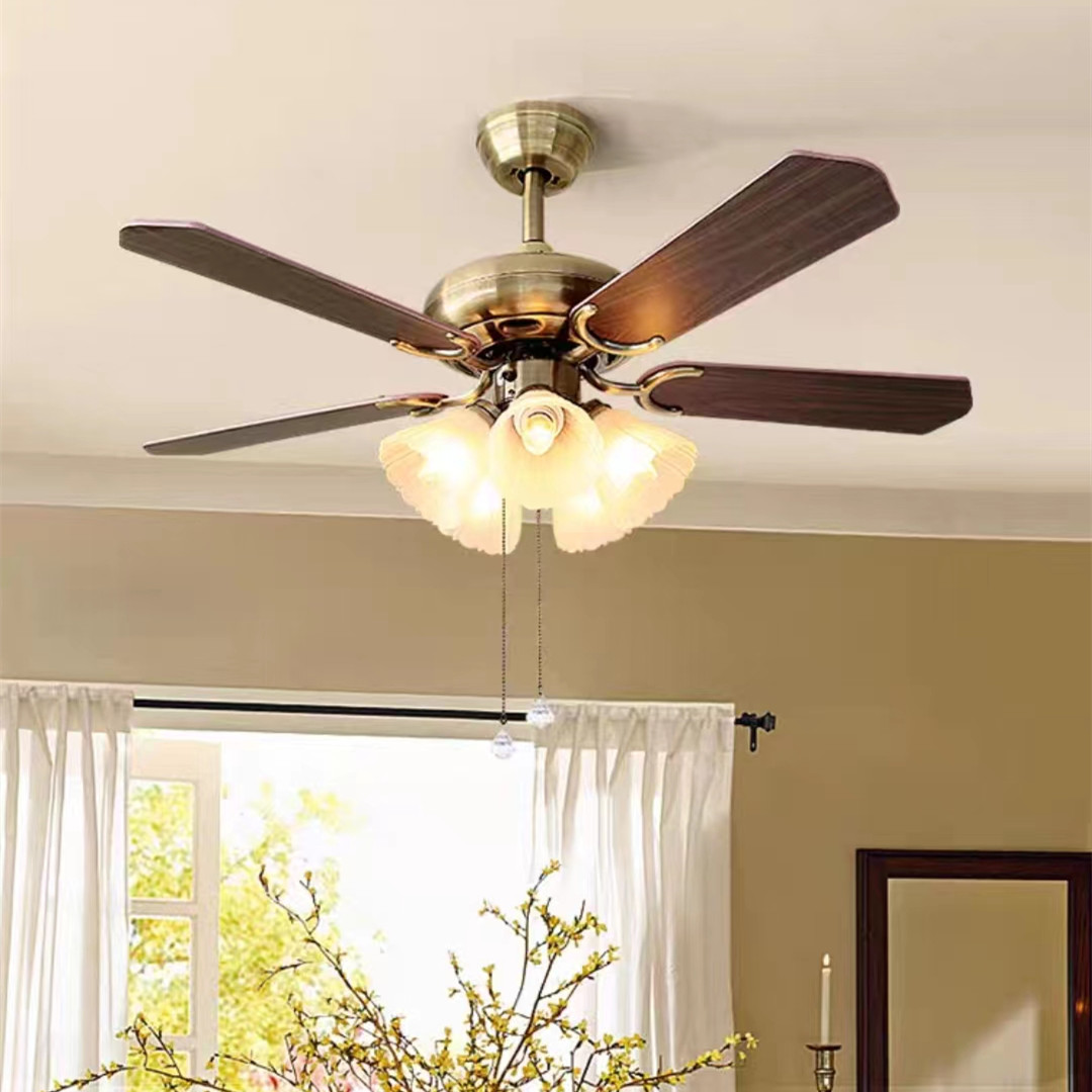 American simple glass fan lamp