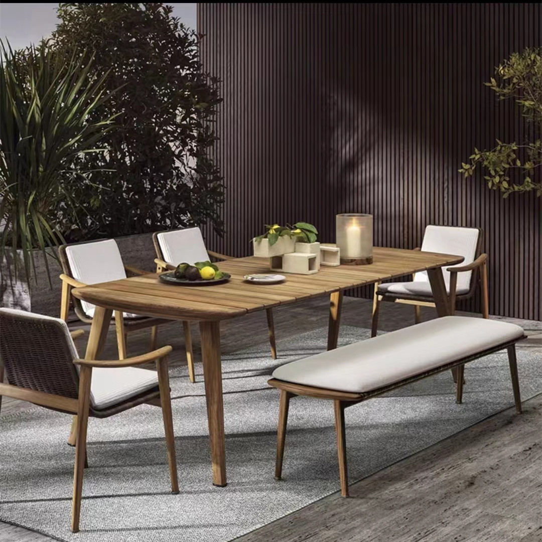 Nordic outdoor solid wood dining table