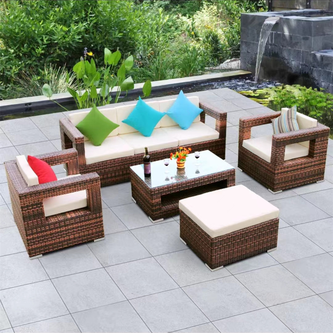 Outdoor leisure cane sofa on the balcony