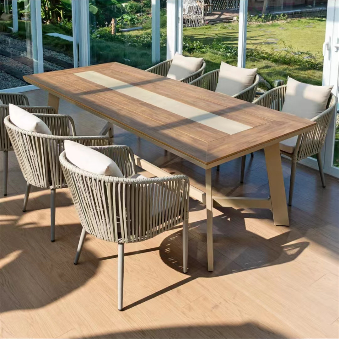 Outdoor leisure wooden dining tables and chairs