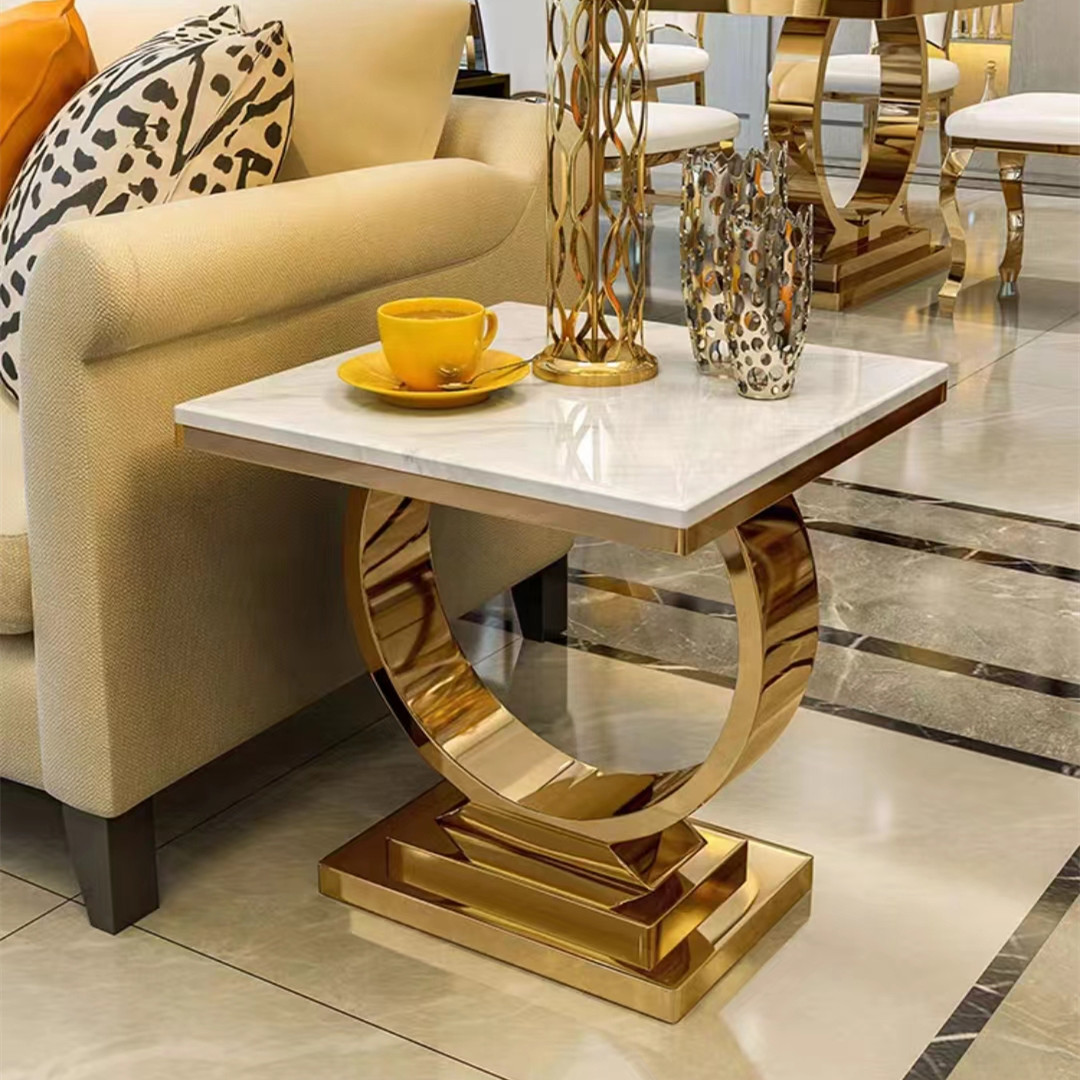 European modern luxury stainless steel edge table