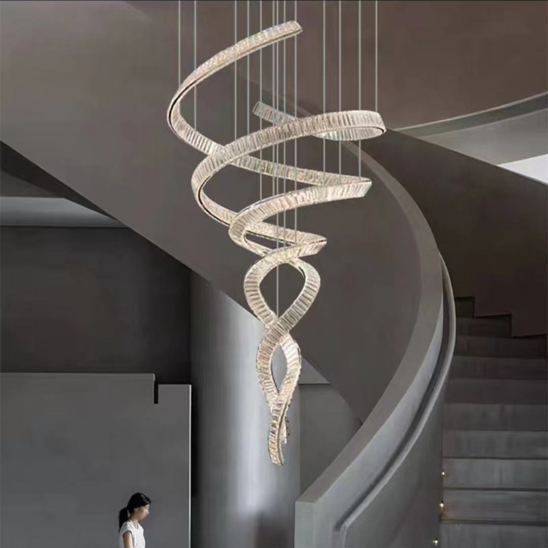 Light luxury staircase crystal chandelier