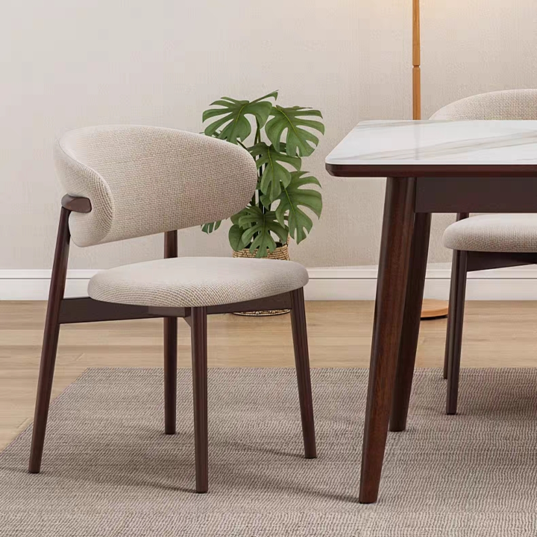 Modern minimalist solid wood fabric dining chairs