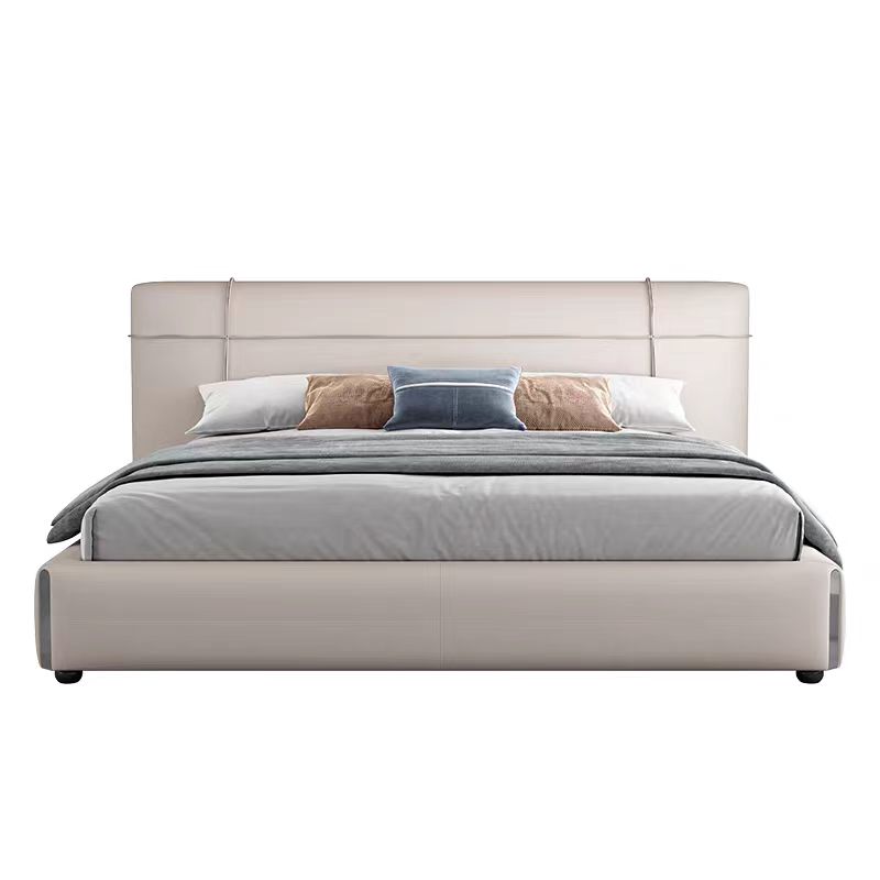 Italian light luxury minimalist leather bed