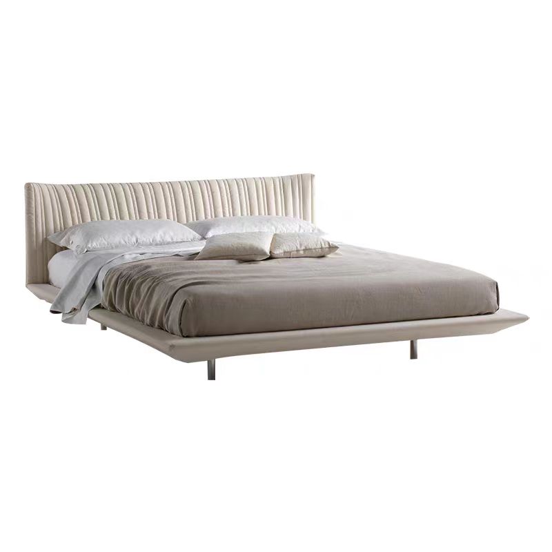 Nordic minimalist modern cream style double bed