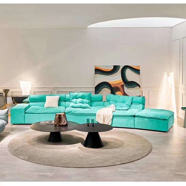 Italian minimalist frosted leather sofa