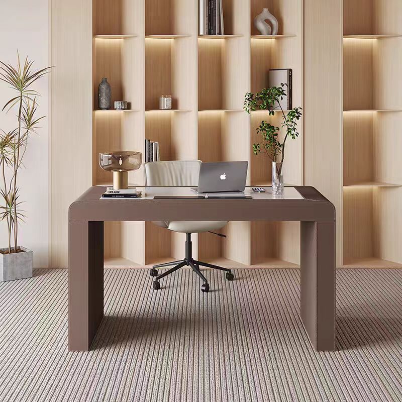 Modern minimalist saddle leather rock desk